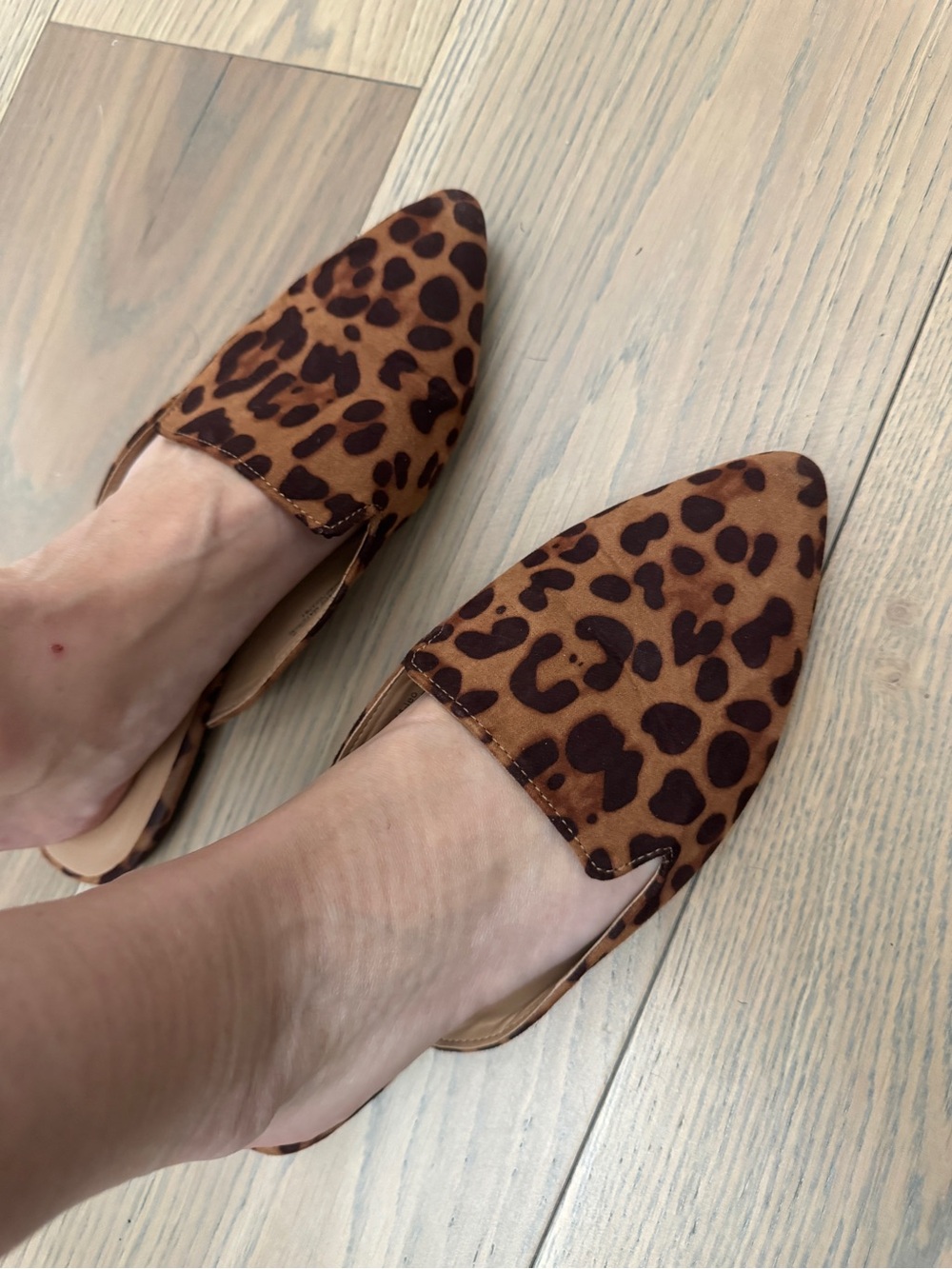 Leopard Print Vegan Suede Mule Flats Brown Black Size 8 - Picture 6 of 6